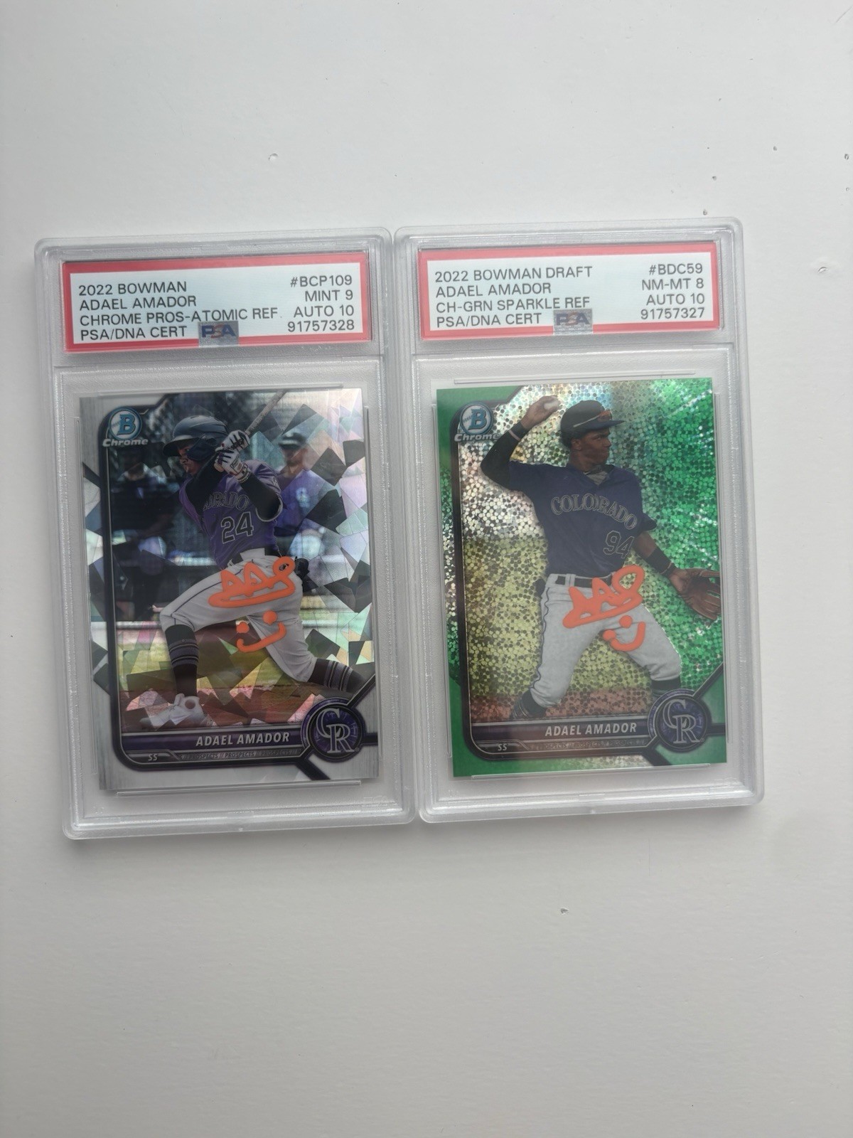 ADAEL AMADOR 2 CARD AUTOGRAPH LOT PSA/DNA ROCKIES ADAEL AMADOR 2 CARD AUTOGRAPH LOT PSA/DNA ROCKIES