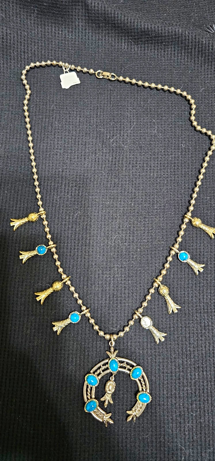 • Signed ART Arthur Pepper Southwestern Revival Squash Blossom Necklace Vintage