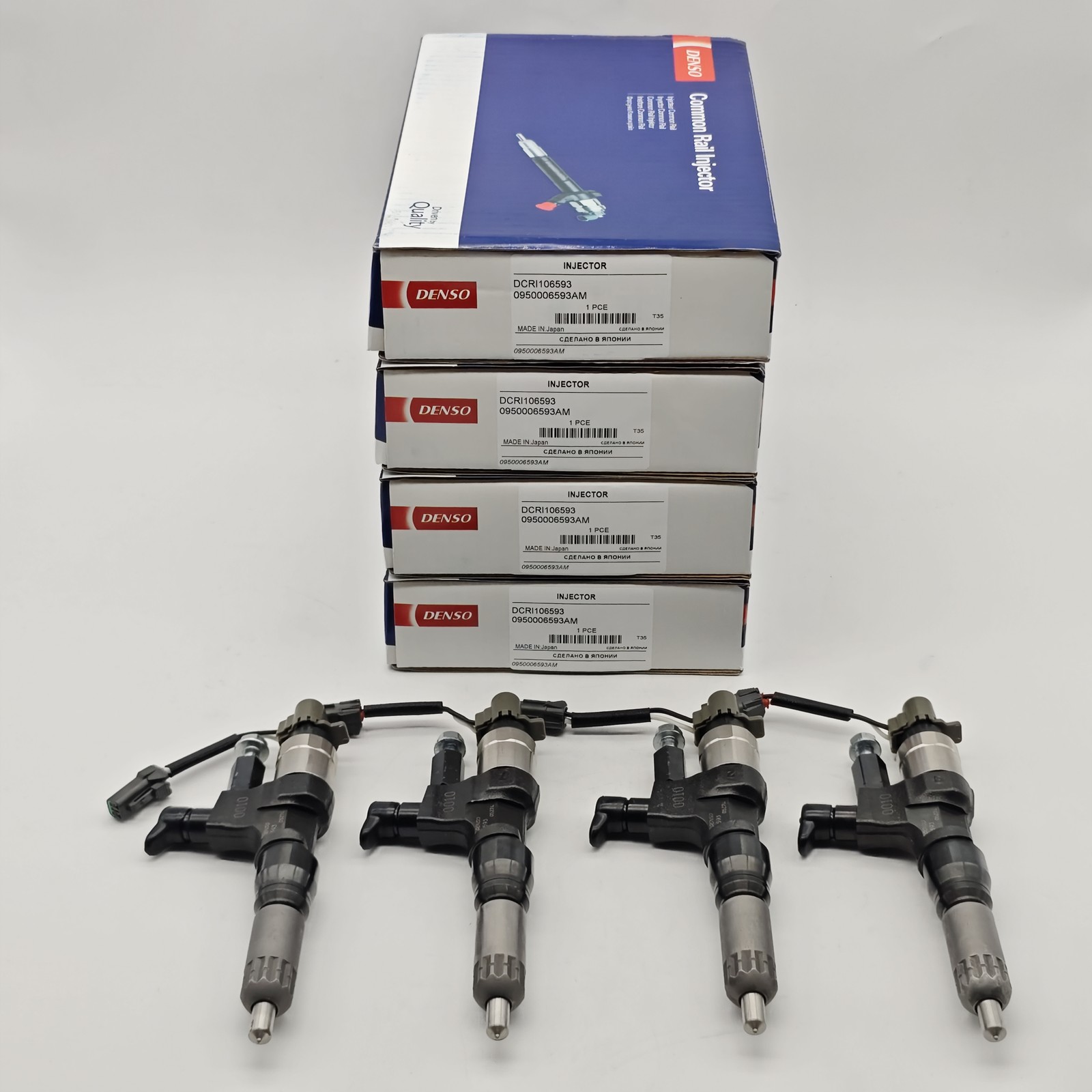 4pcs Fuel Injectors 095000-6593 VH23670E0012 For Hino J08E Kobelco SK350-8 84-18