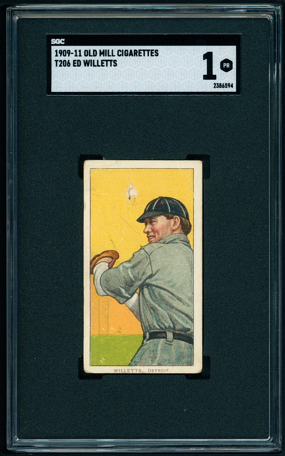 1909-11 T206 Old Mill - Ed Willetts (Willett) - Throwing - Scarce Combo SGC 1++