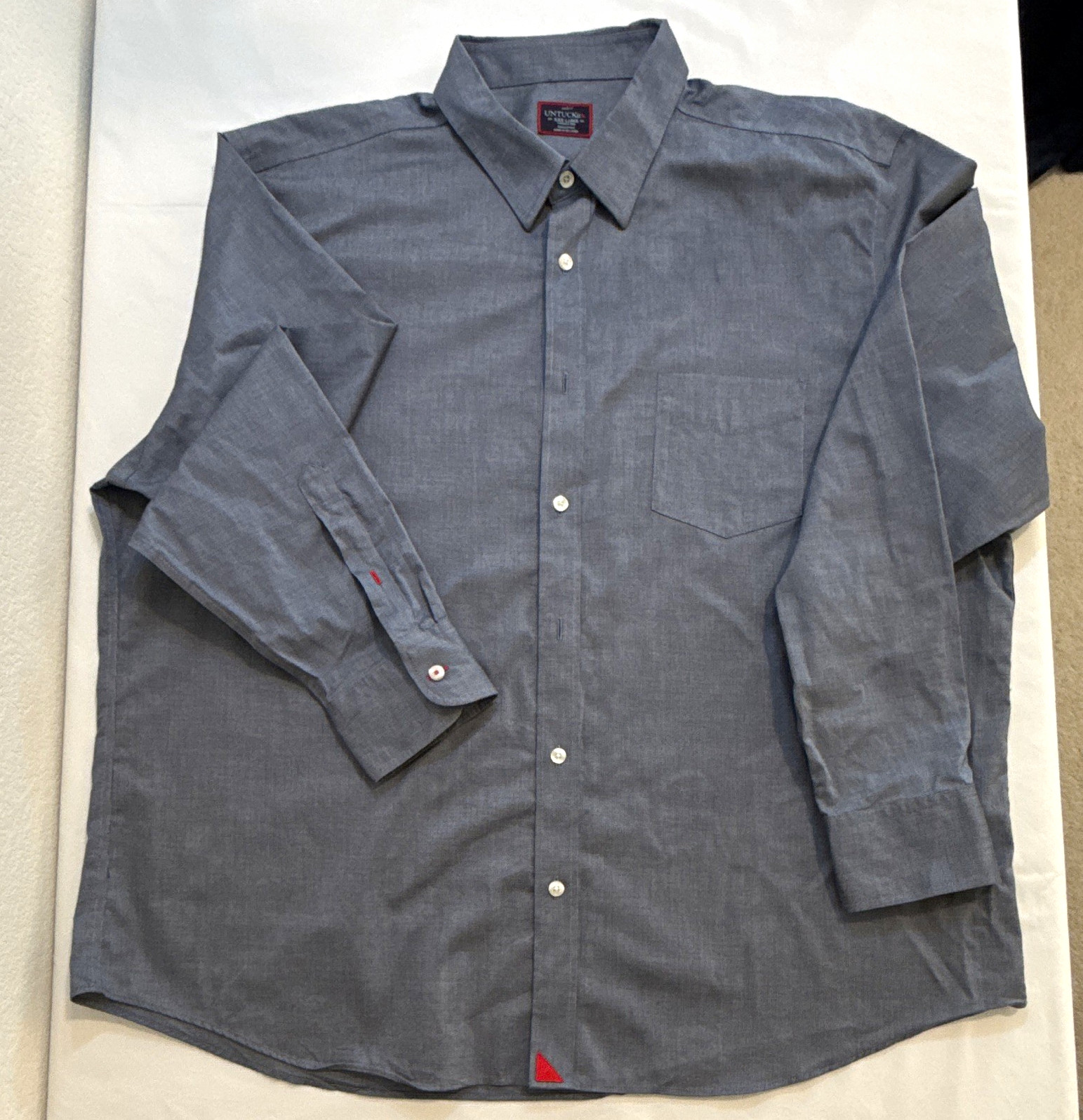 UNTUCKit Men\'s 3XL Blue Solid Cotton Long Sleeve Button-Up Shirt Pockets UNTUCKit Men\'s 3XL Blue Solid Cotton Long Sleeve Button-Up Shirt Pockets