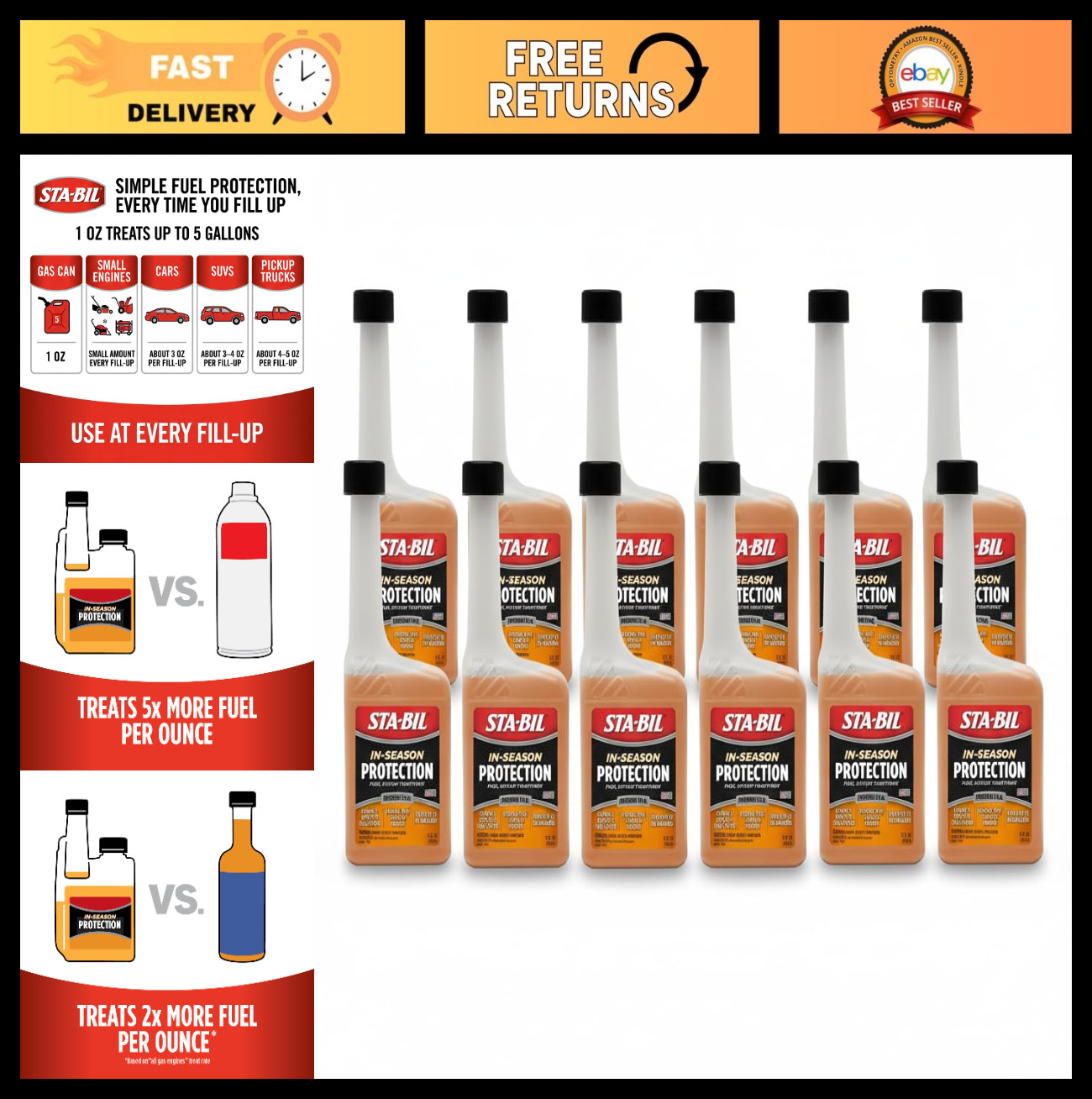 Fuel System Treatment & Injector Cleaner - 10 oz, 12-Pack, In-Season Protection