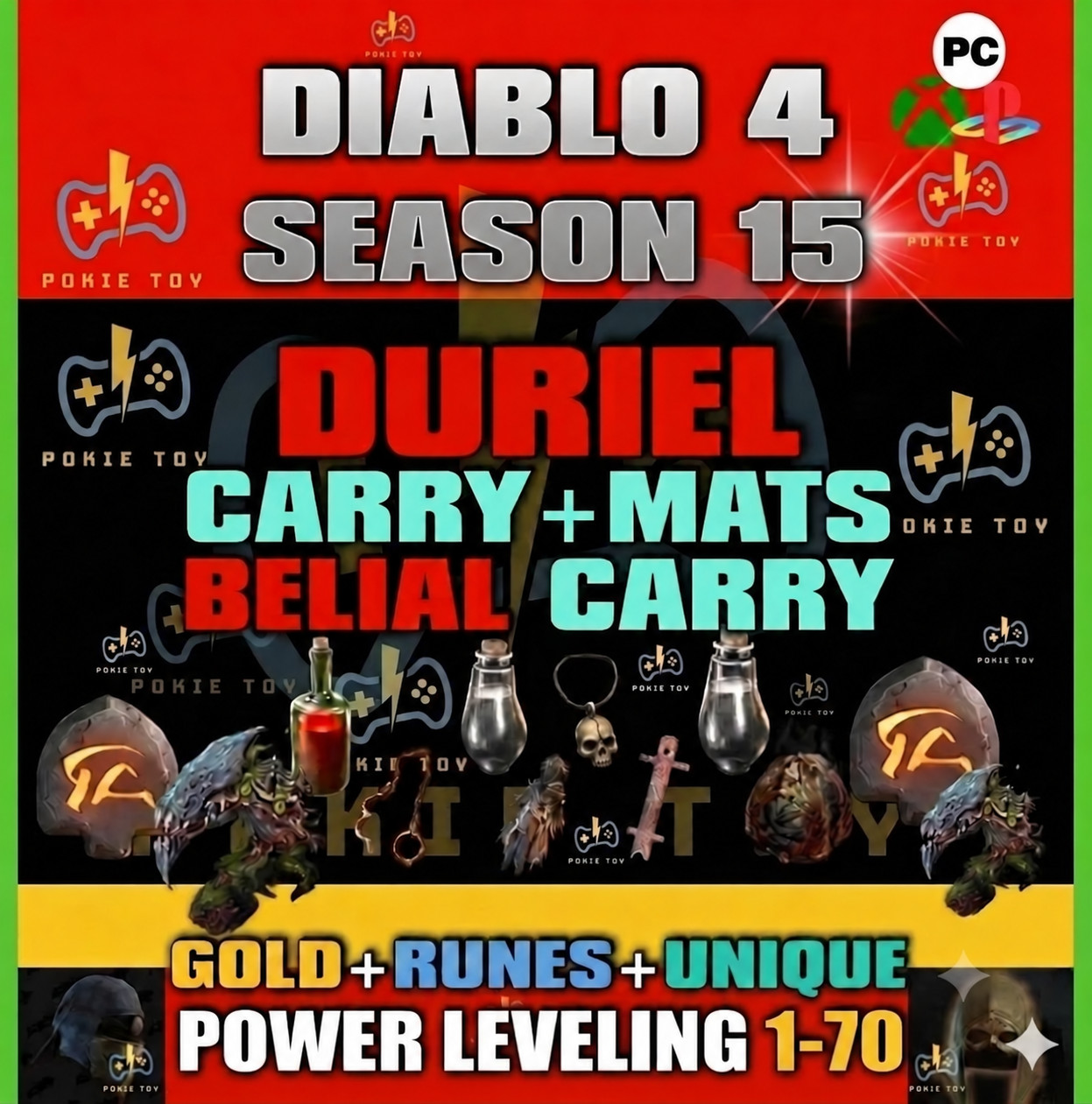 🔥DIABLO 4 SEASON 15🔥Season of Hell's Legacy🔥POWER LEVEL 1-70 ✨Pit Runs✨