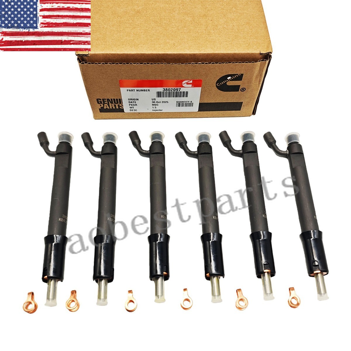 6x Injector For Cummins 4BT 3.9L 6B5.9L 6CT 8.3L / 210HP 3802097 3908507 3918432