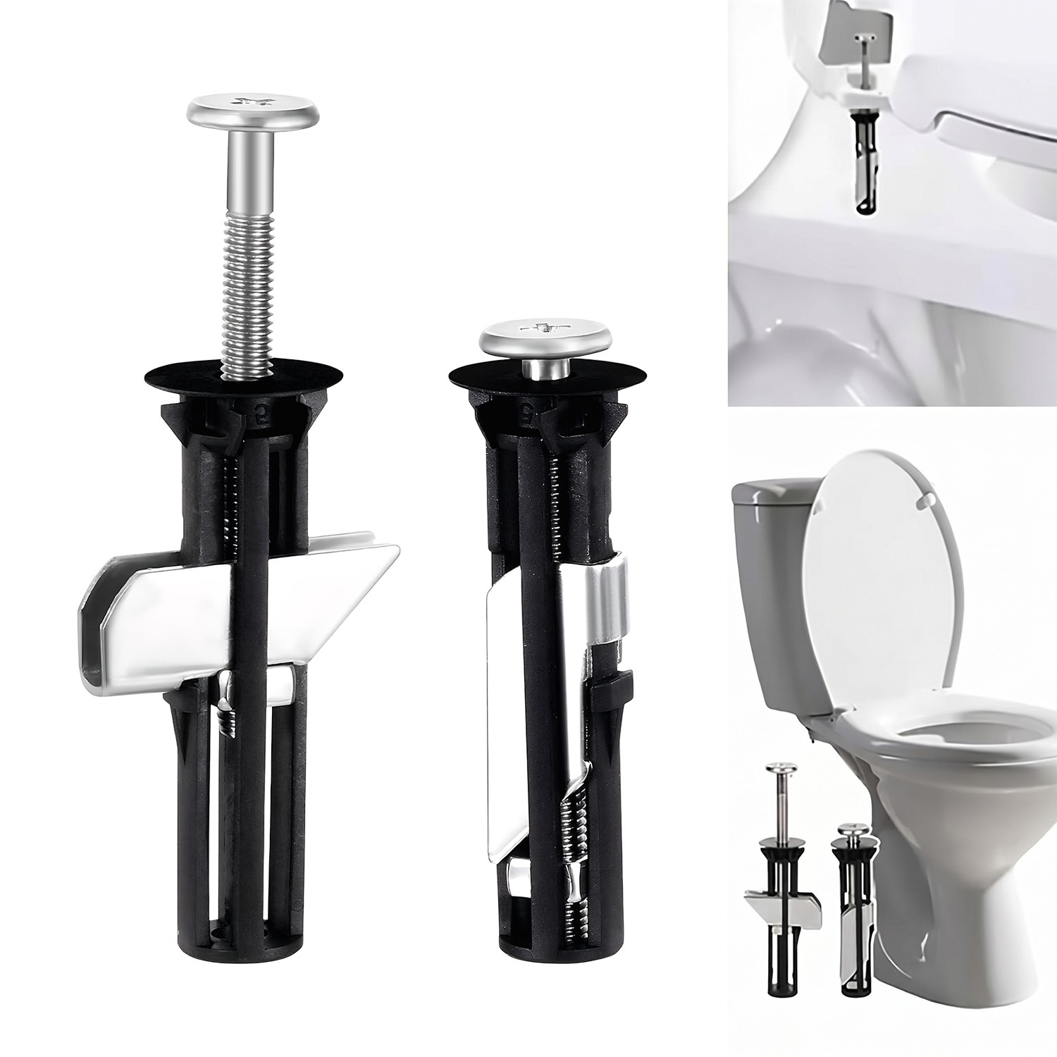 2 PCS Heavy Duty Toilet Seat Fastener Bolt kit, Universal Toilet Seat Bolt Kit