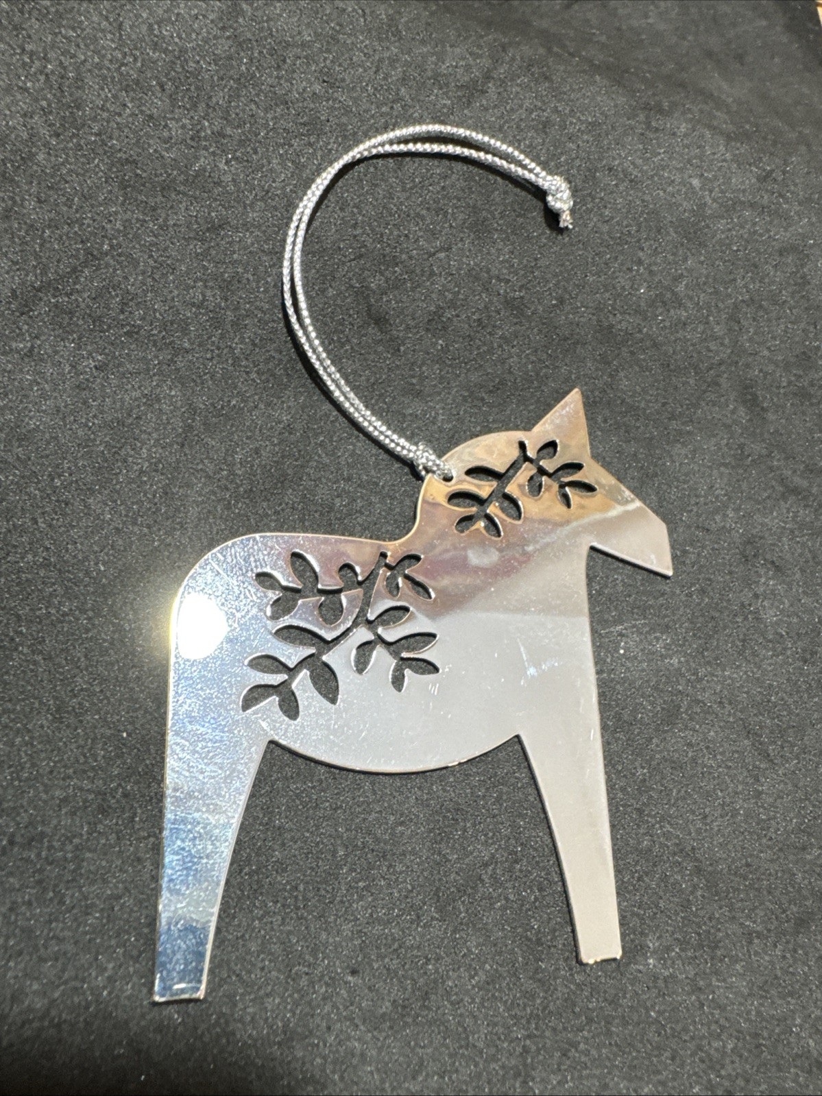 Vintage Swedish Gustavian Boho Silver plate Dala Horse Ornament 2.75\
