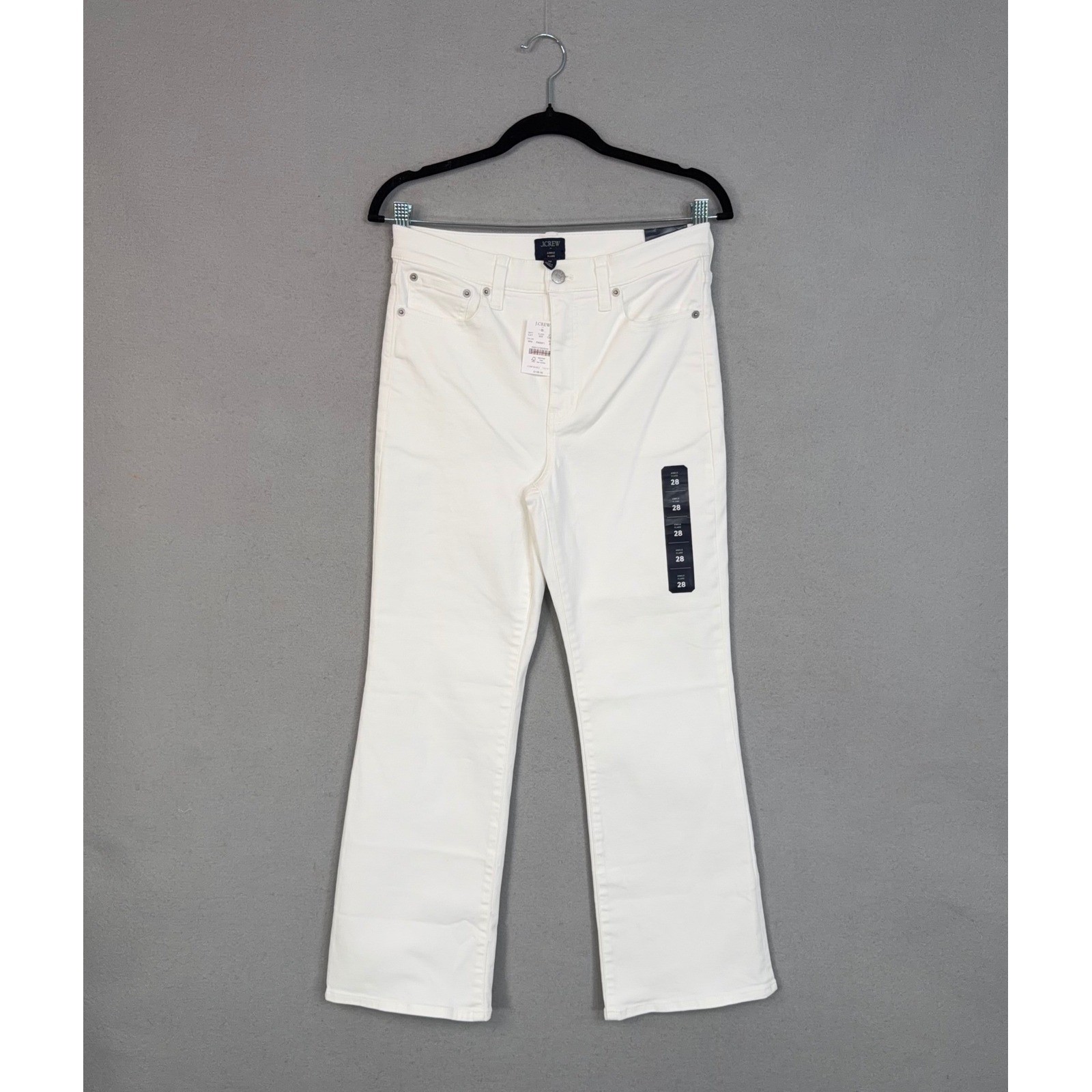 J Crew Ankle Flare Jeans Womens 28 White Denim High Rise Stretch Casual Preppy