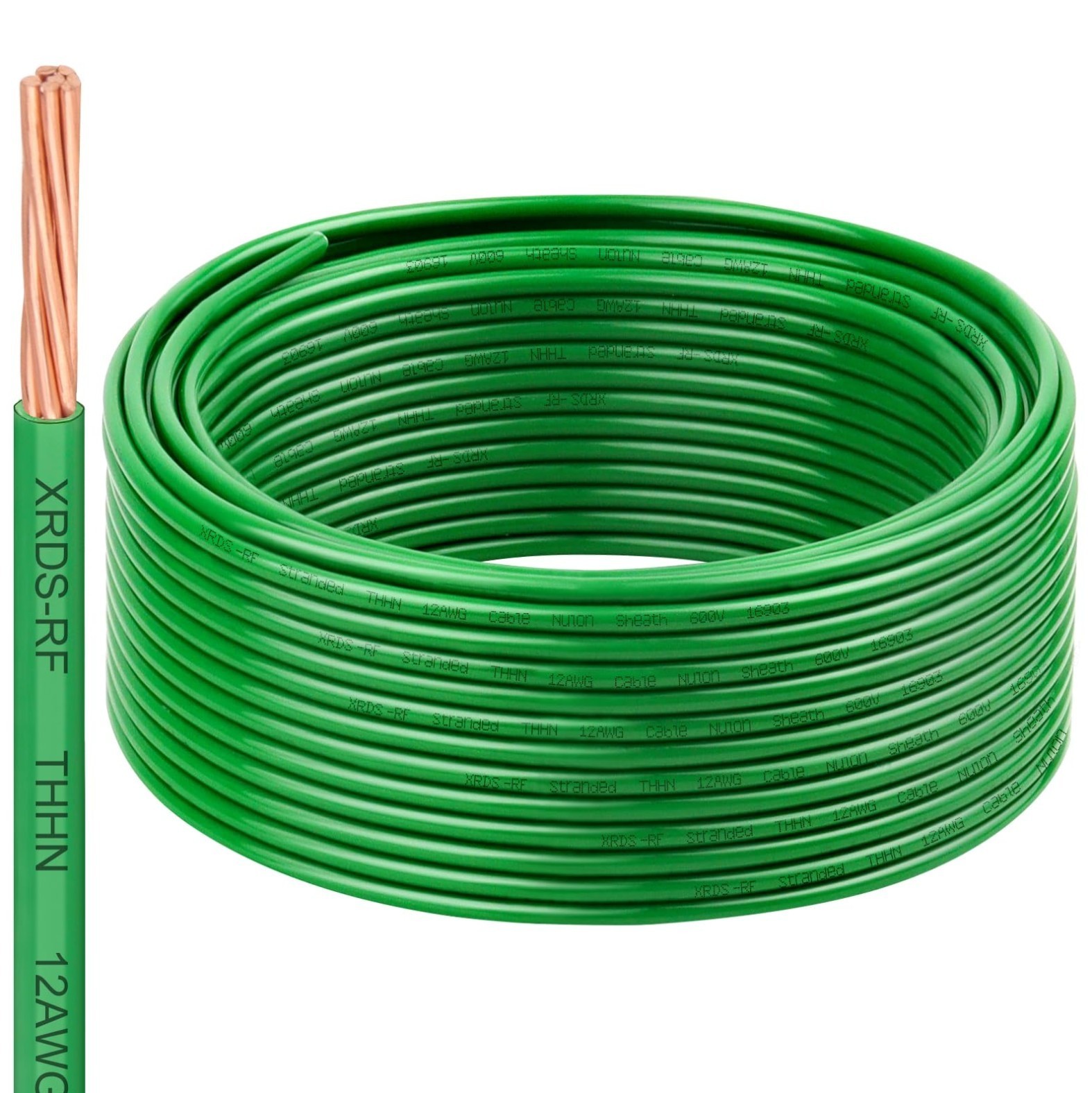 12 AWG THHN Stranded Bare Copper Wire 50FT Green Grounding Wire, Electrical 12 AWG THHN Stranded Bare Copper Wire 50FT Green Grounding Wire, Electrical