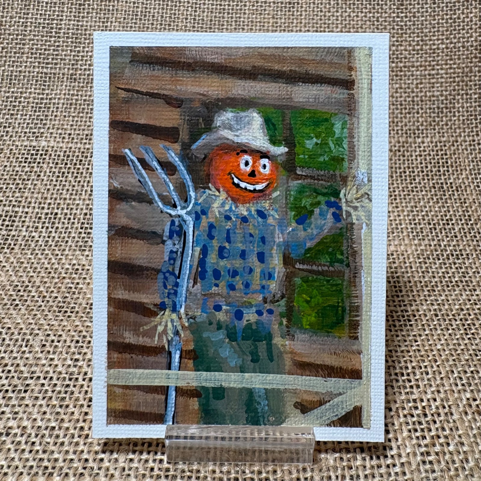 ACEO Original, Landscape, Pumpkin, Autumn, Fall, Halloween, Painting, Art