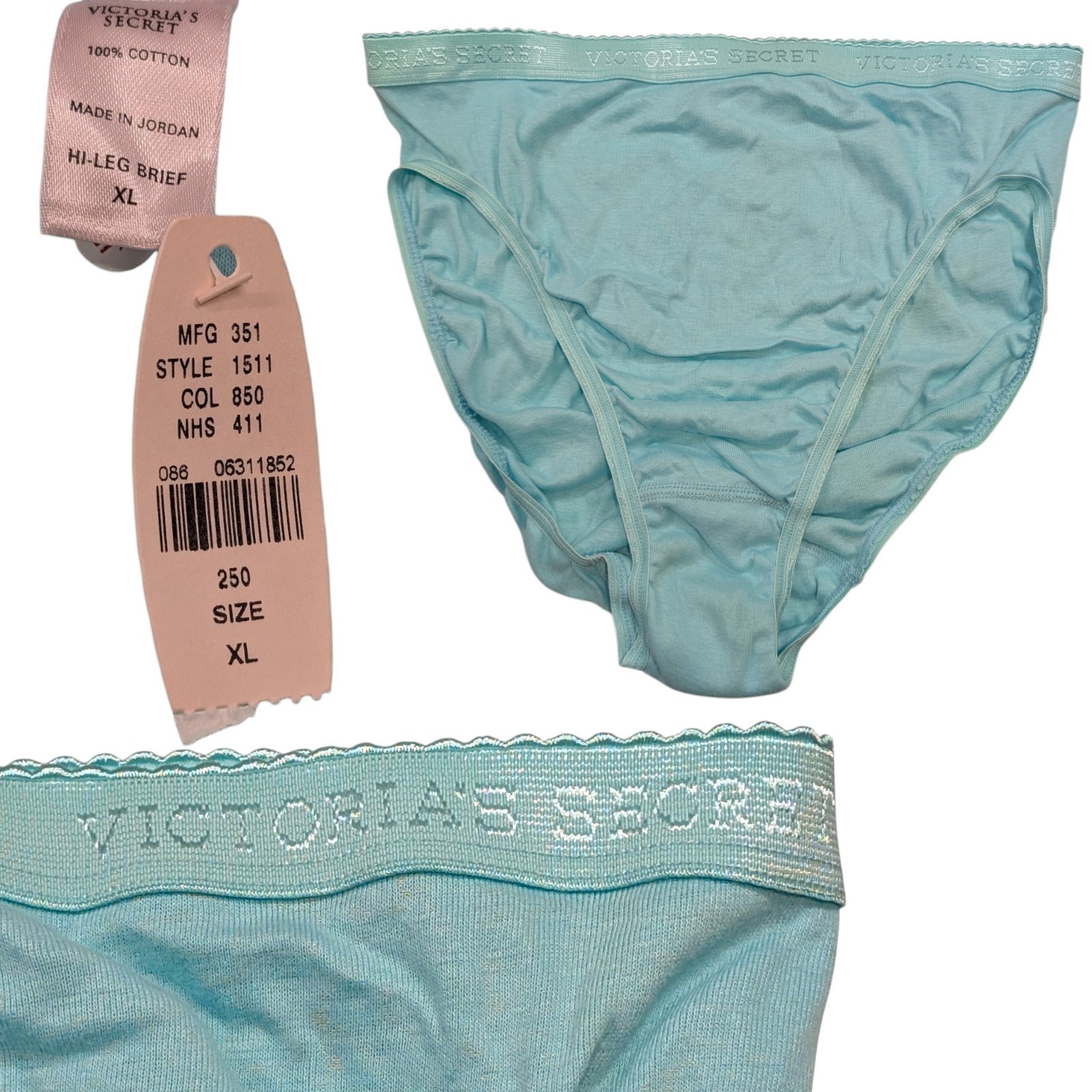 Vtg Victoria\'s Secret 100% Cotton Underwear High Leg Brief Panties XL NWT Blue