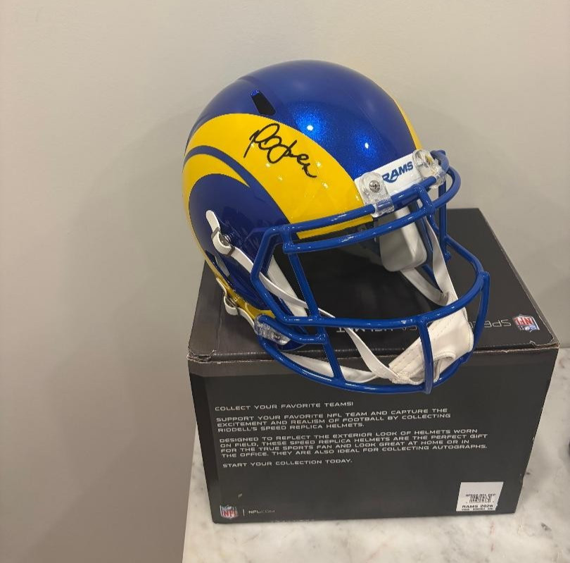 MARSHALL FAULK SIGNED LOS ANGELES RAMS FULL SIZE SPEED REPLICA HELMET