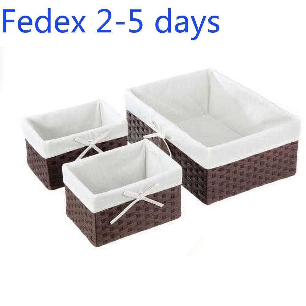 Mainstays Dark Brown Rolled Paper Storage Baskets, 3-Piece Set