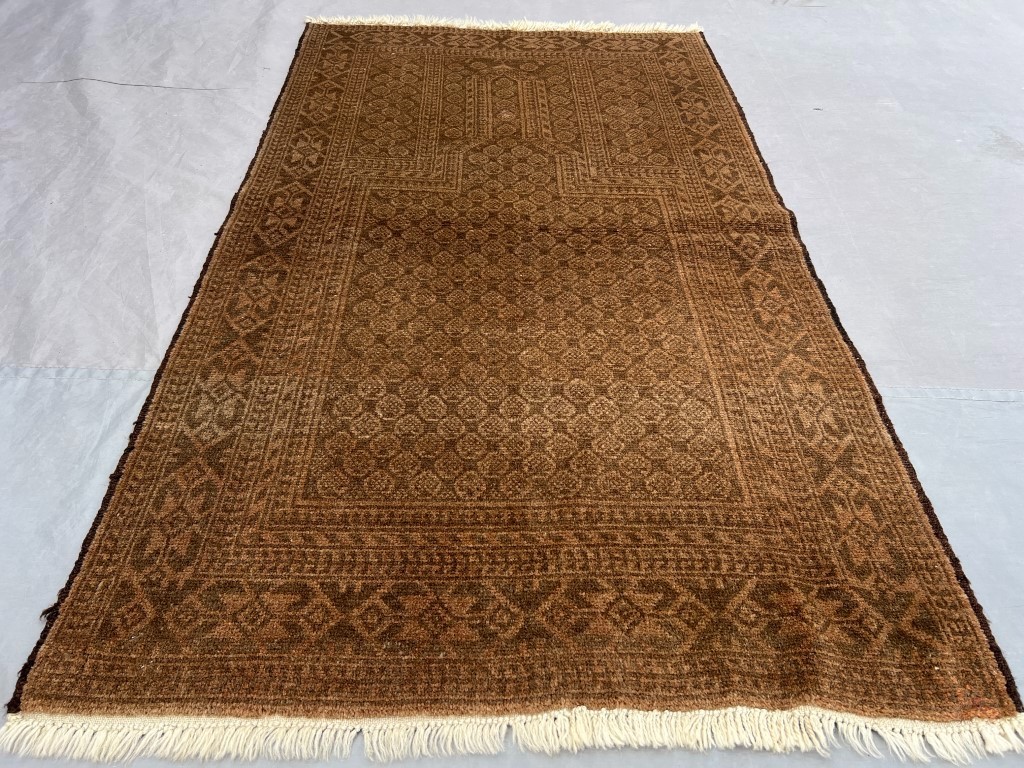 Antique Afghan Hand Knotted Vintage Wool 3x5Ft Rug Tribal Oriental Brown Carpet
