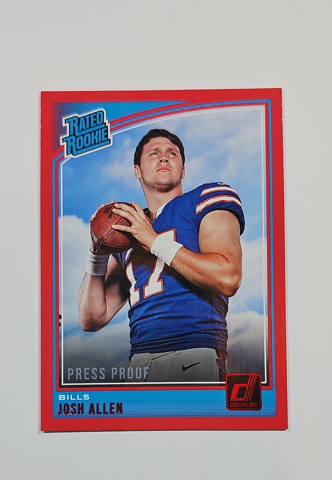 Josh Allen 2018 Panini Donruss - Rated Rookie #304 Press Proof Red (RC) SSP Josh Allen 2018 Panini Donruss - Rated Rookie #304 Press Proof Red (RC) SSP