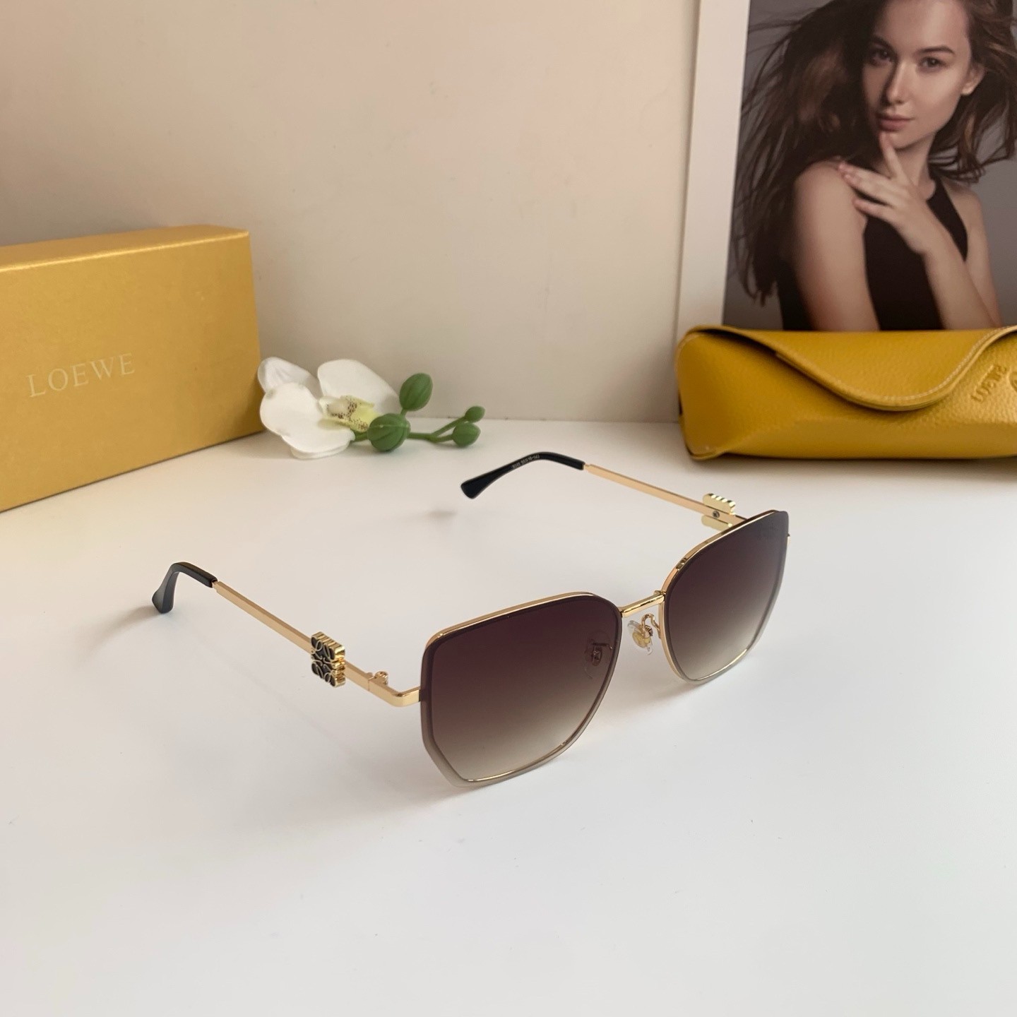 Loewe Vintage-Style Metal Square-Frame Sunglasses Loewe Vintage-Style Metal Square-Frame Sunglasses