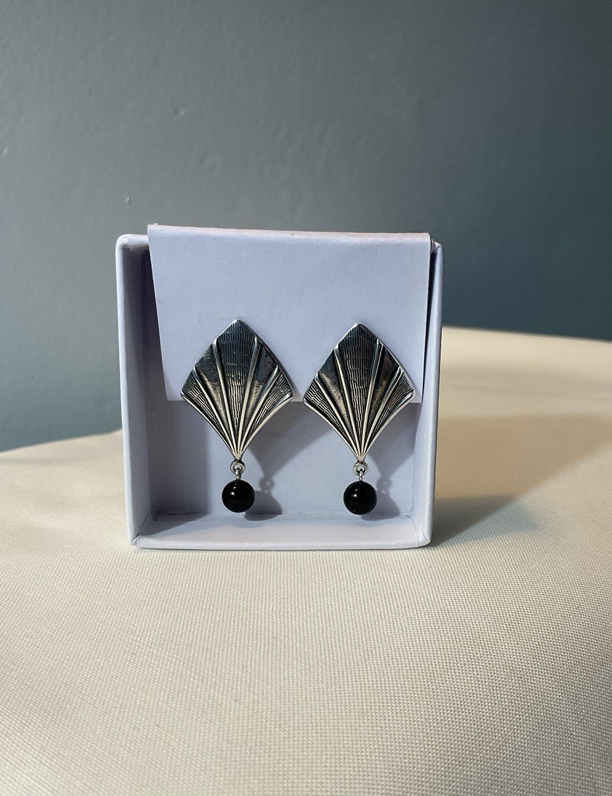 Vintage Sterling Silver Artisan Signed Stamas Art Deco Style Clip Earrings 8.7g Vintage Sterling Silver Artisan Signed Stamas Art Deco Style Clip Earrings 8.7g