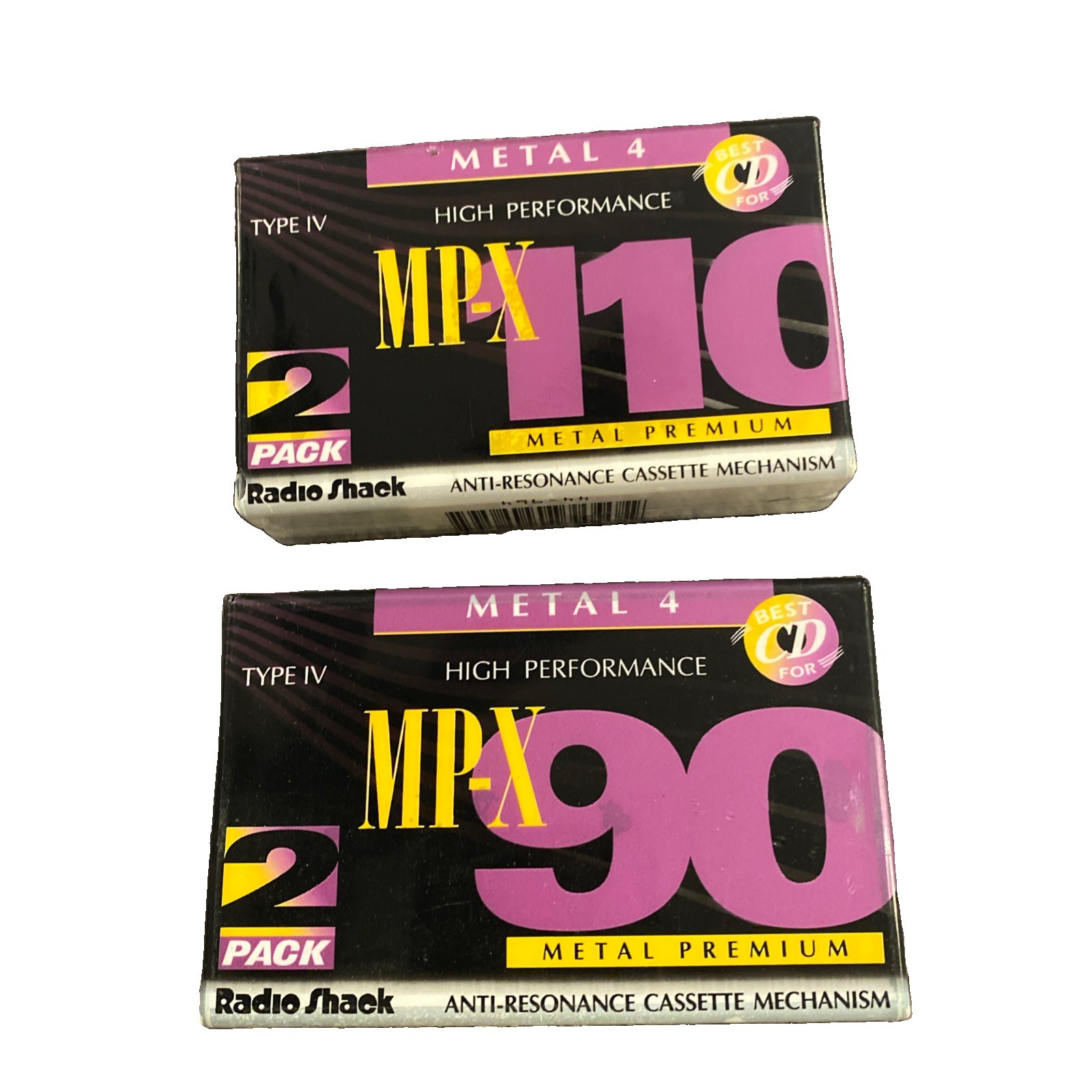 Radio Shack 2 Pack X2Metal 4 Type IV MP-X High Performance Premium Cassette Tape Radio Shack 2 Pack X2Metal 4 Type IV MP-X High Performance Premium Cassette Tape