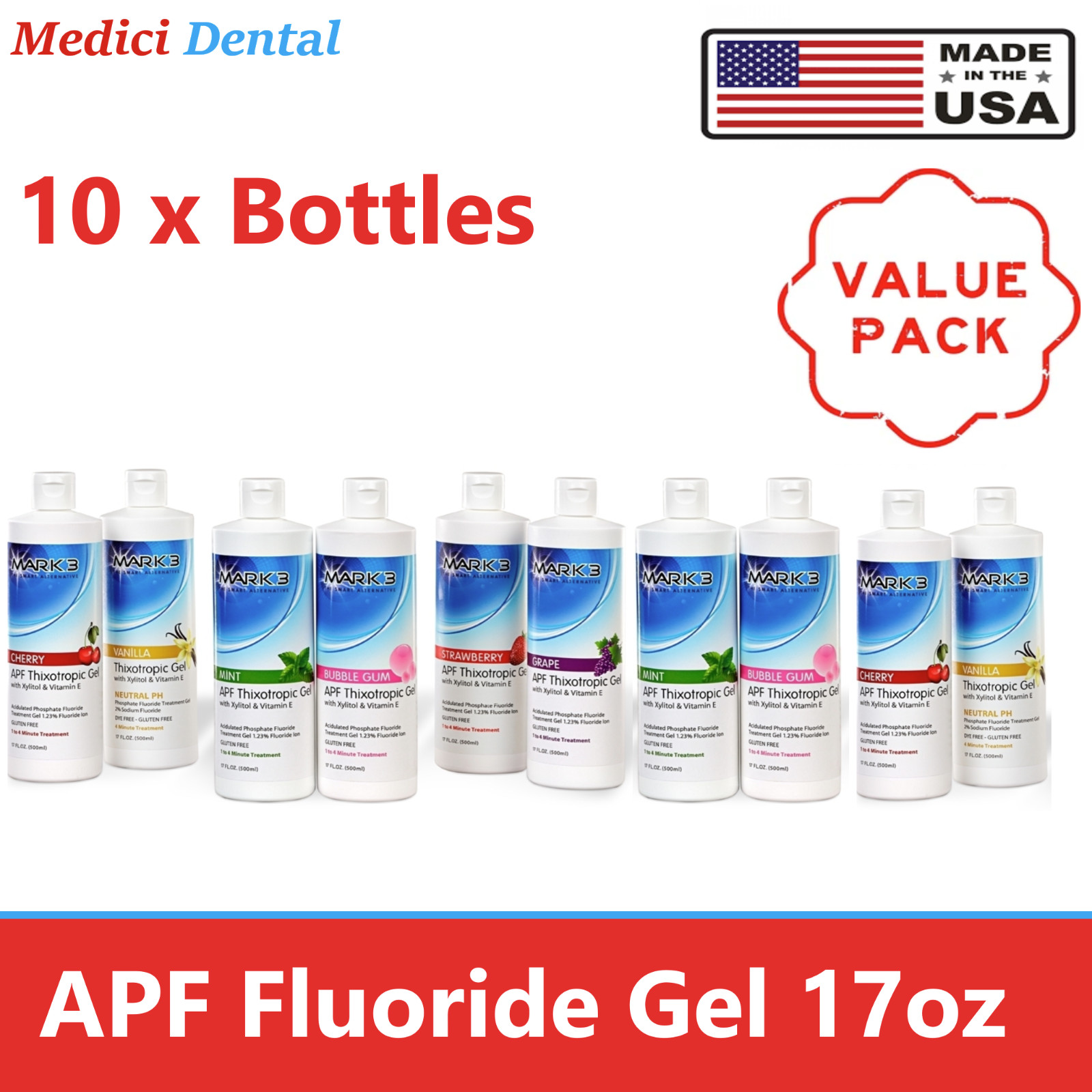 10/Pk -  Fluoride Gel 60 Second 17 Oz 1.23% APF, Exp: 11/2027, Made in USA
