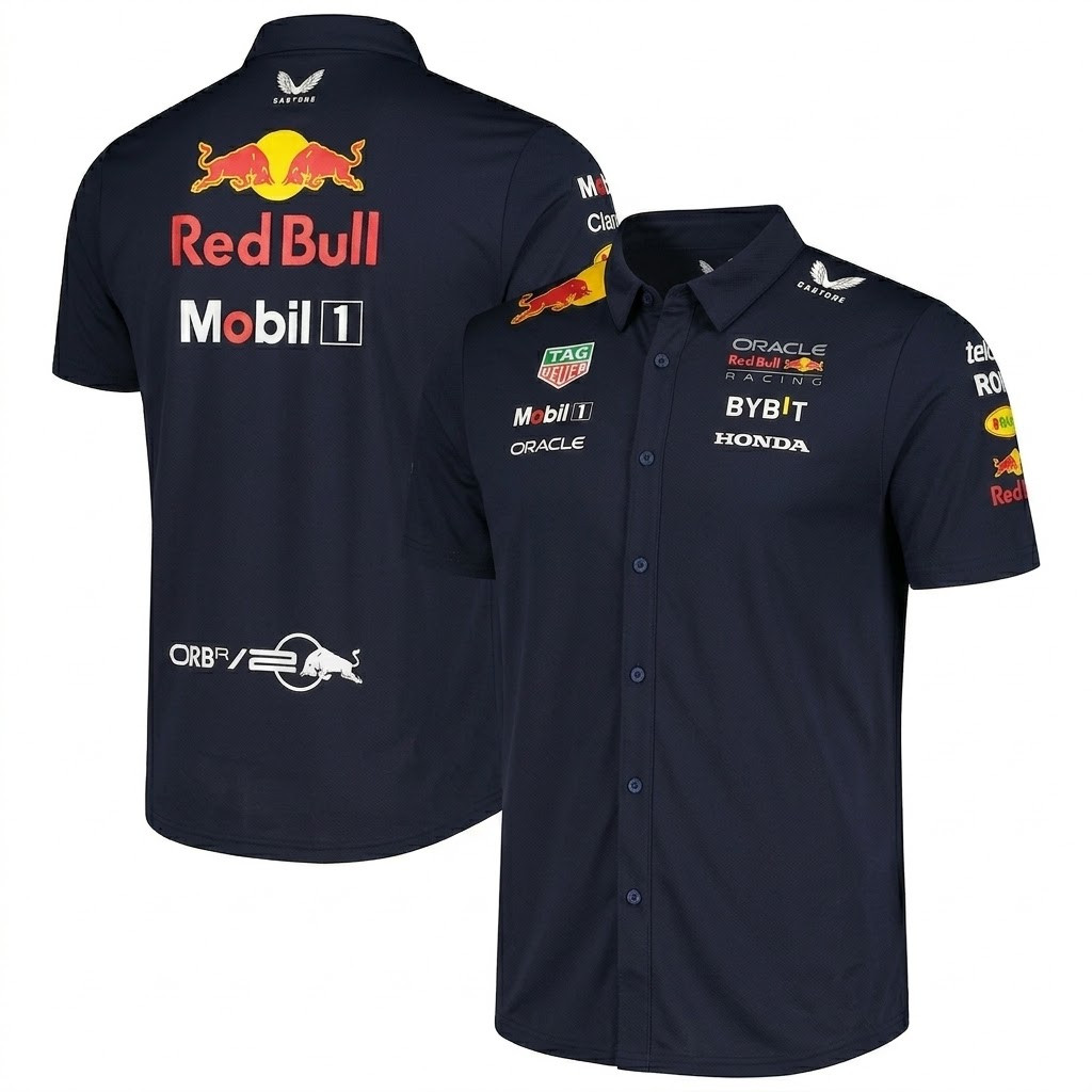 HOT Men Red Bull F1 Racing Comfort Button Shirt All Size S-5XL