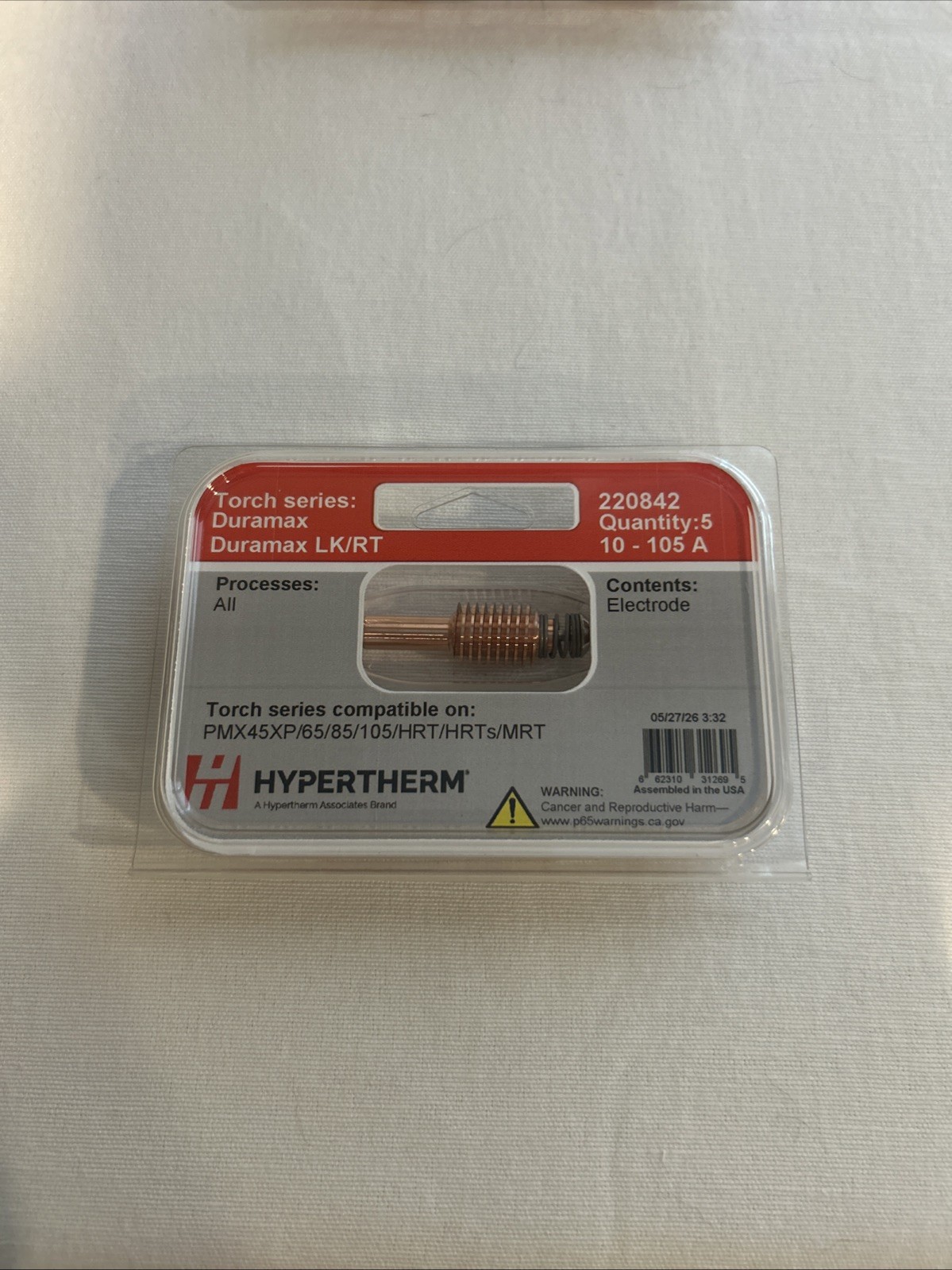 Hypertherm Electrode 220842 for Duramax Plasma Cutter, 5 Pack Hypertherm Electrode 220842 for Duramax Plasma Cutter, 5 Pack