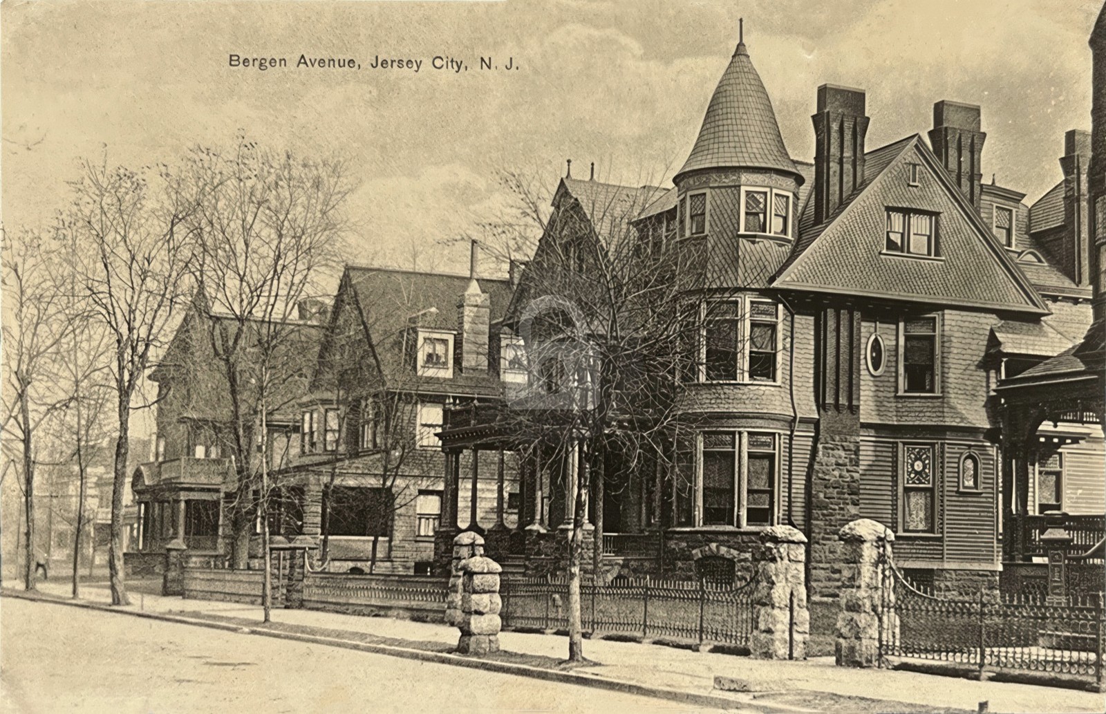 c1907 Bergen Ave Jersey City Victorian Edwardian Homes RPPC Photo Postcard COPY