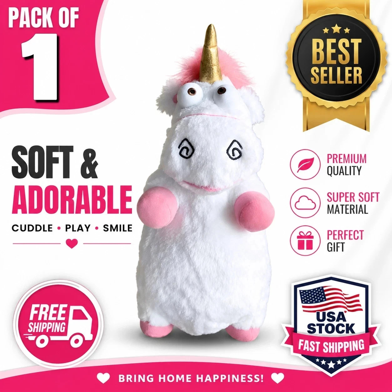New Despicable Me 2 Unicorn Plush Doll Pillow SO FLUFFY Kid\'s Gift 16 inch New Despicable Me 2 Unicorn Plush Doll Pillow SO FLUFFY Kid\'s Gift 16 inch