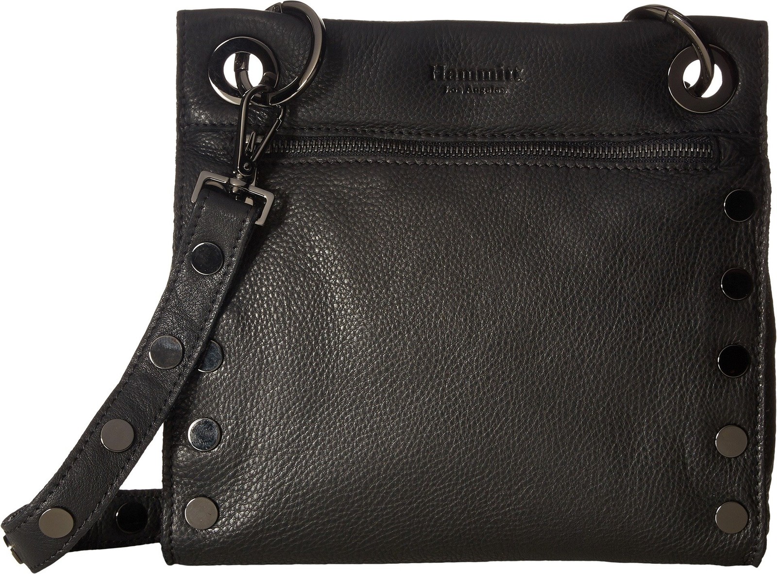 Hammitt Women\'s Tony Medium Leather Purse With Strap (Black/Gunmetal, One Size)