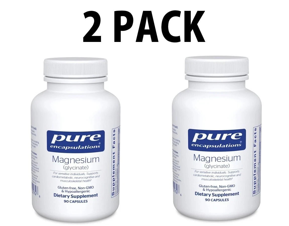 2 PACK, Pure Encapsulations Magnesium Glycinate, 120 mg, 90 capsules (180 total) 2 PACK, Pure Encapsulations Magnesium Glycinate, 120 mg, 90 capsules (180 total)
