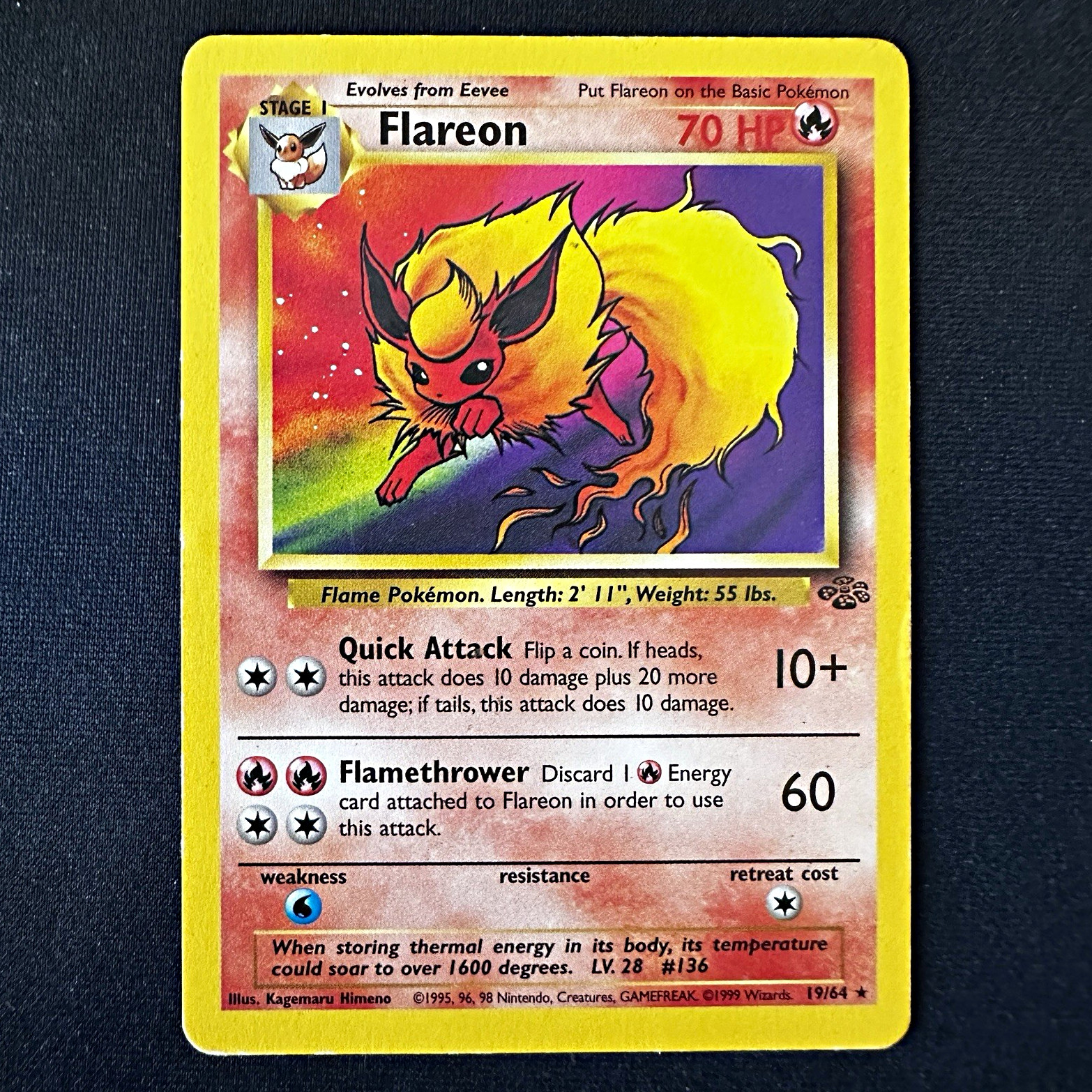 Pokémon TCG Flareon 19/64 Jungle Rare Unlimited Regular. (A2*) Pokémon TCG Flareon 19/64 Jungle Rare Unlimited Regular. (A2*)