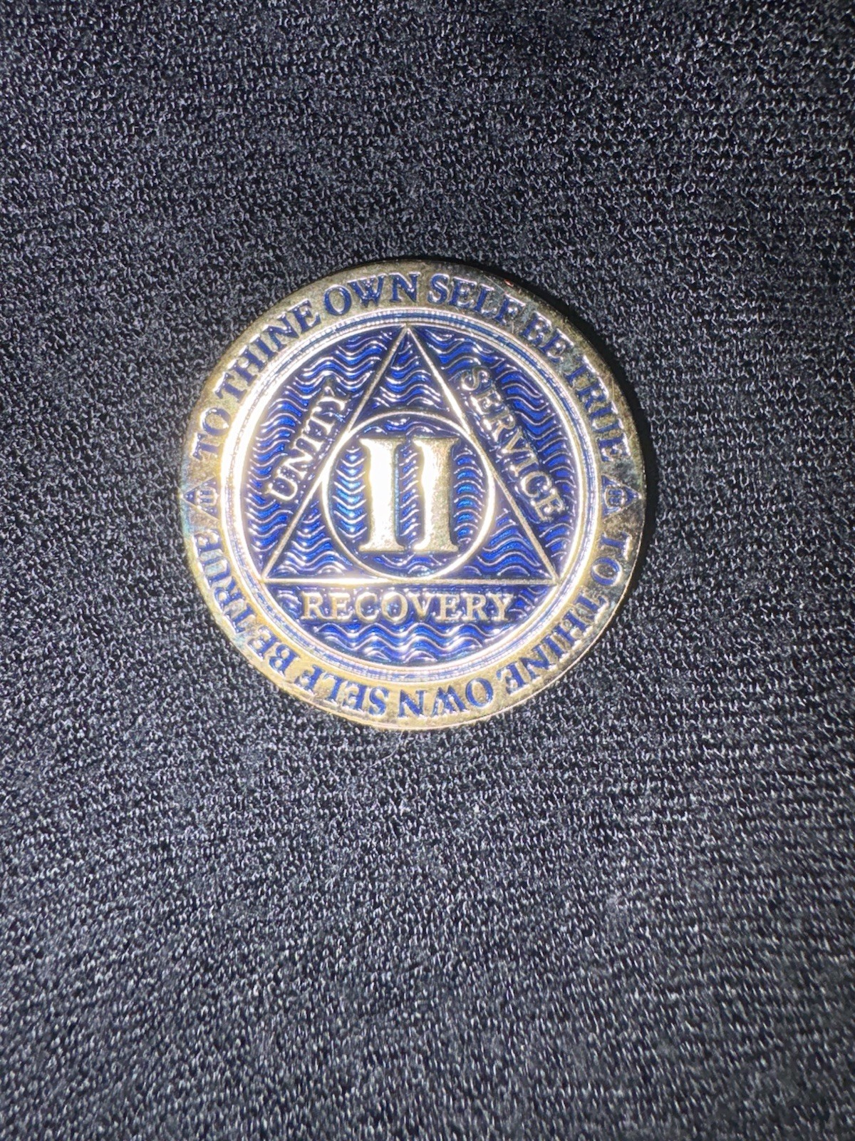 2 Year Sobriety Coin | Blue Enamel AA Chip | To Thine Own Self Be True 2 Year Sobriety Coin | Blue Enamel AA Chip | To Thine Own Self Be True