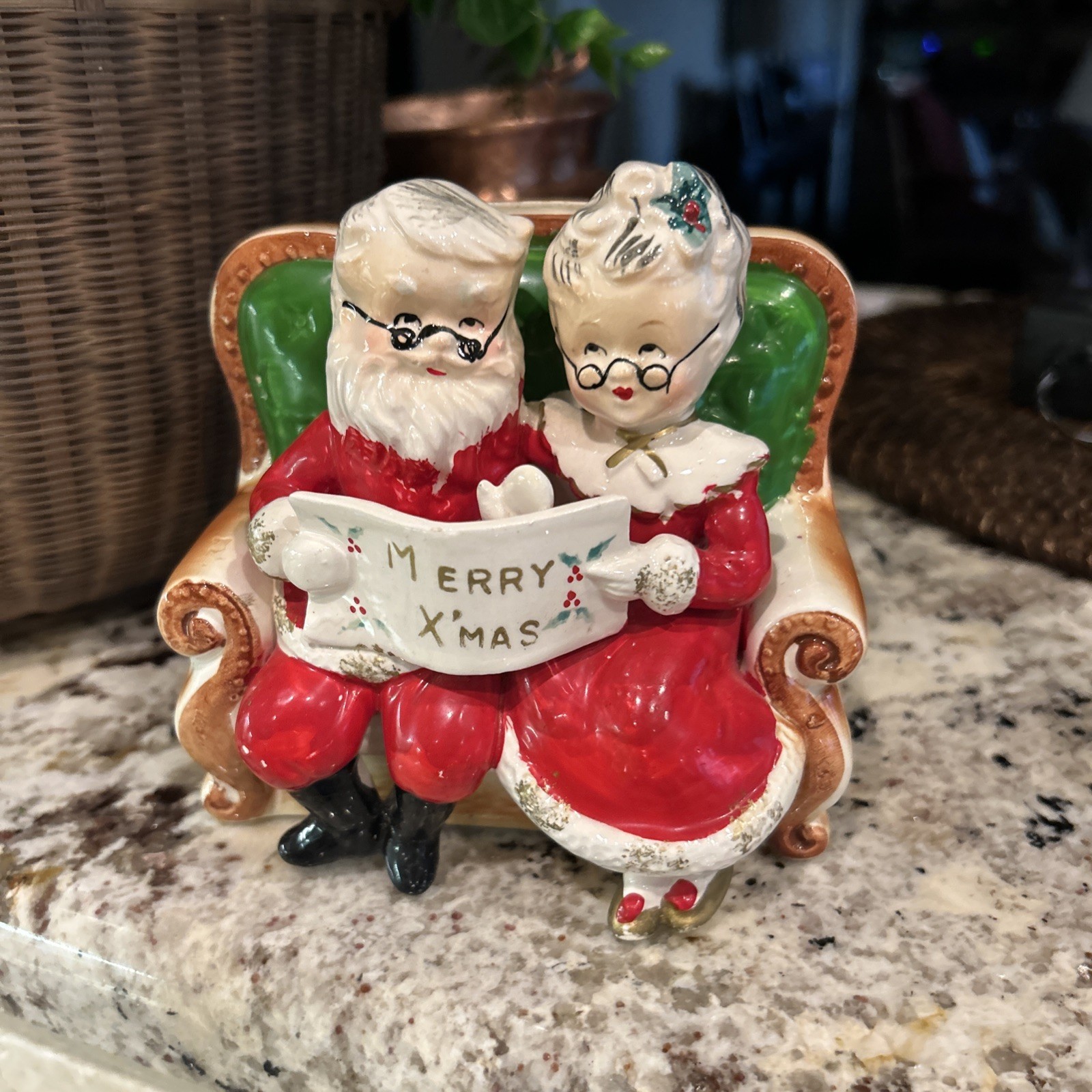 Vtg Mr. & Mrs. Claus Christmas Still Bank Figurine Ceramic Kitsch Japan 1950s Vtg Mr. & Mrs. Claus Christmas Still Bank Figurine Ceramic Kitsch Japan 1950s