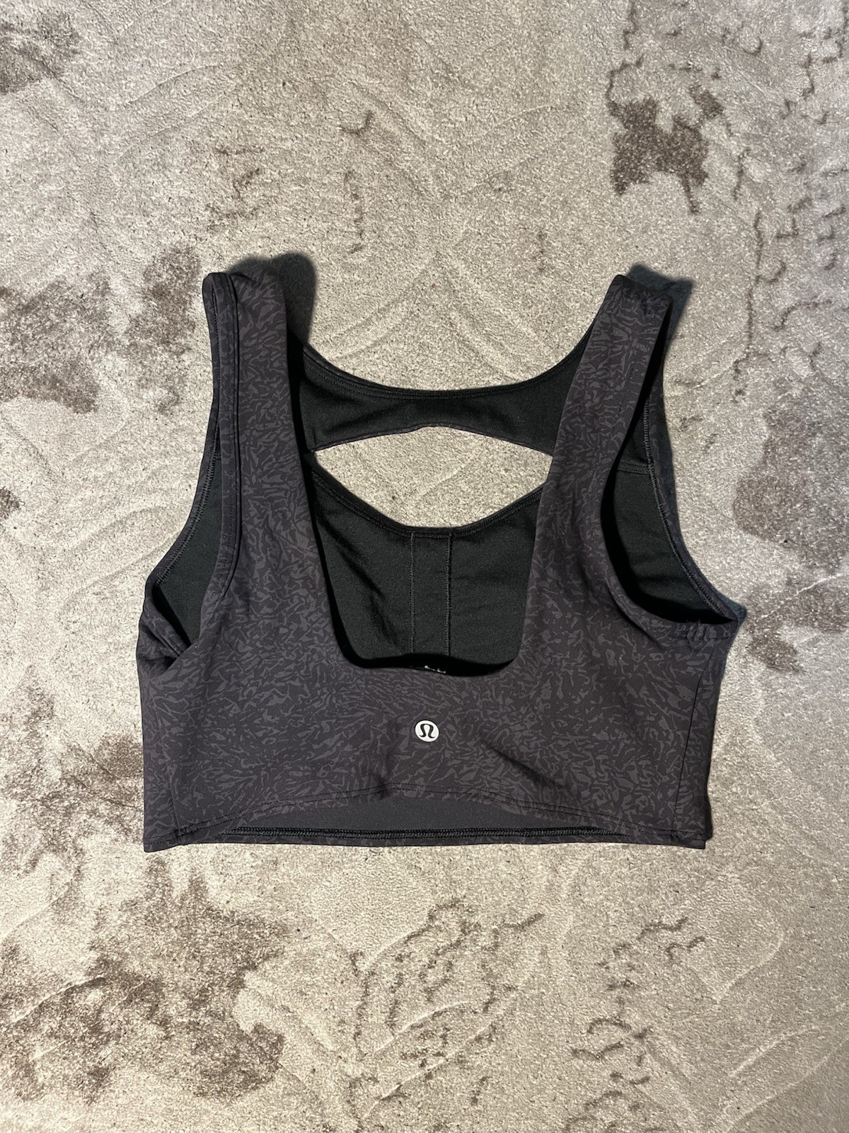 Lululemon Invigorate Bra - (Dark grey/black distressed/camo print / Size 6). Lululemon Invigorate Bra - (Dark grey/black distressed/camo print / Size 6).