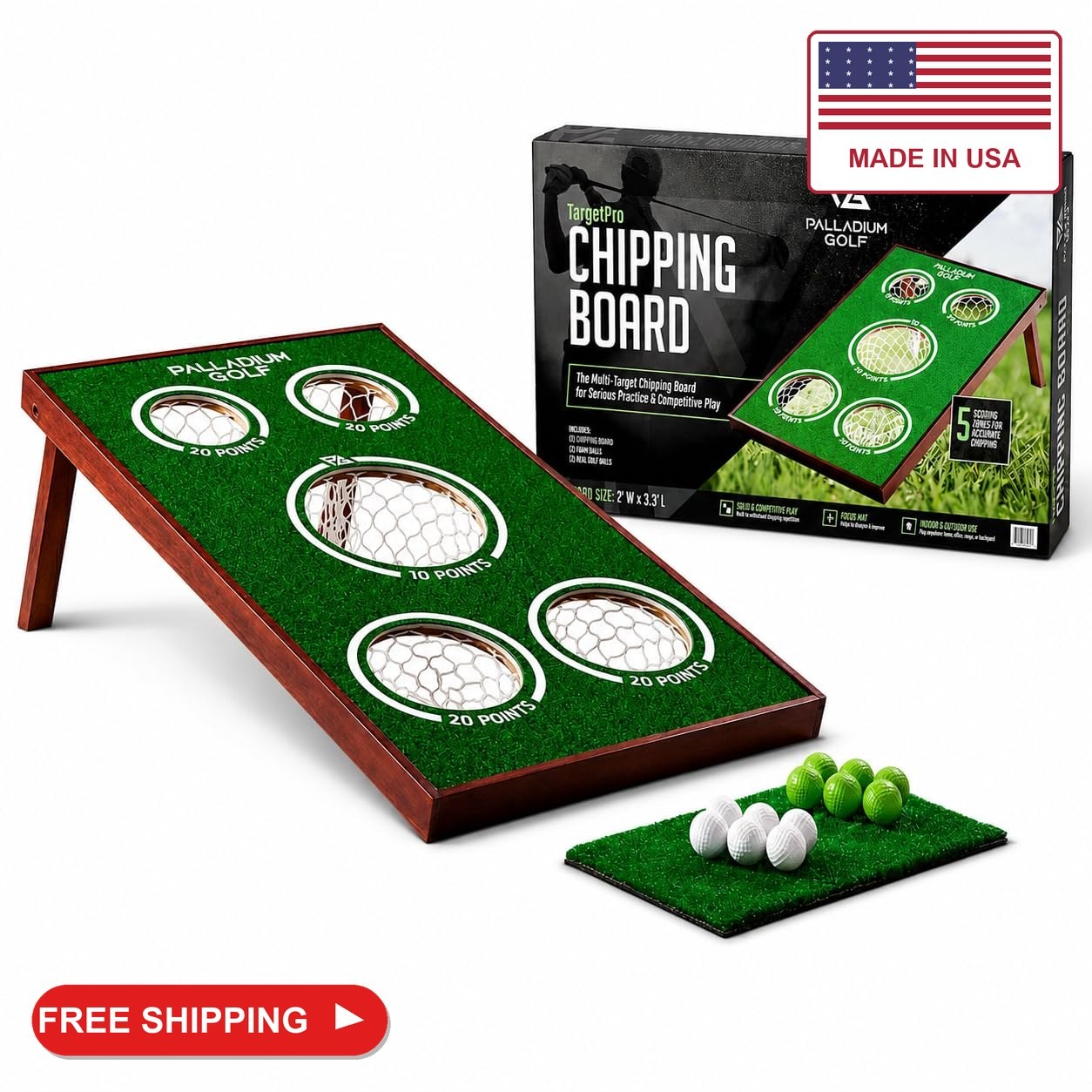 Palladium Golf Chipping Game Board - Solid Wood Golf Game Cornhole Set Palladium Golf Chipping Game Board - Solid Wood Golf Game Cornhole Set