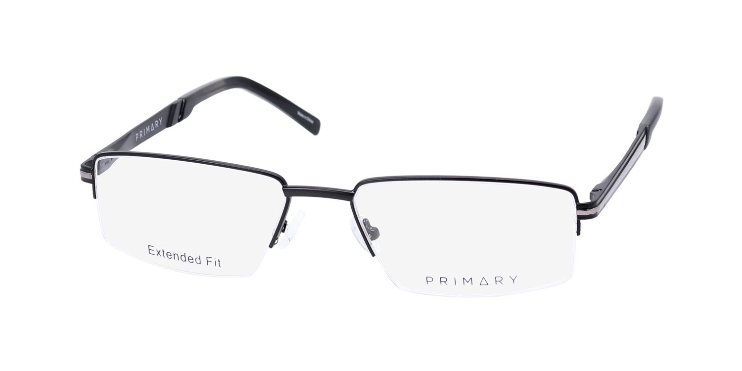 NEW PRIMARY 1137 GLASSES RECTANGULAR 60-19-150 HALF-RIM BLK BLACK METAL &