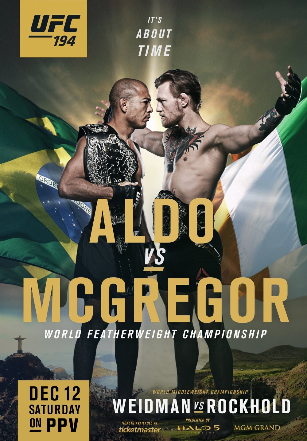 Fight Poster UFC 194 Conor McGregor vs. Jose Aldo 11X16 Weidman Vs Rockhold Fight Poster UFC 194 Conor McGregor vs. Jose Aldo 11X16 Weidman Vs Rockhold