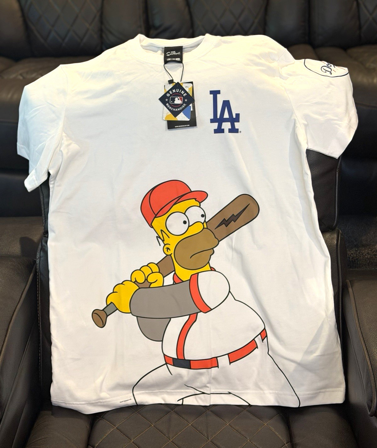 New Era Los Angeles Dodgers White T-Shirt Homer Simpson Wonderbat MLB - XL New Era Los Angeles Dodgers White T-Shirt Homer Simpson Wonderbat MLB - XL