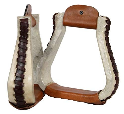 Showman Rawhide Covered Western Stirrups w/ Leather Lacing Showman Rawhide Covered Western Stirrups w/ Leather Lacing