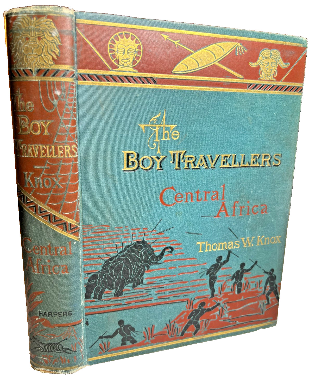 Antique Ornate Fancy Book The Boy Travellers Central Africa Fine Gilded Knox 1st