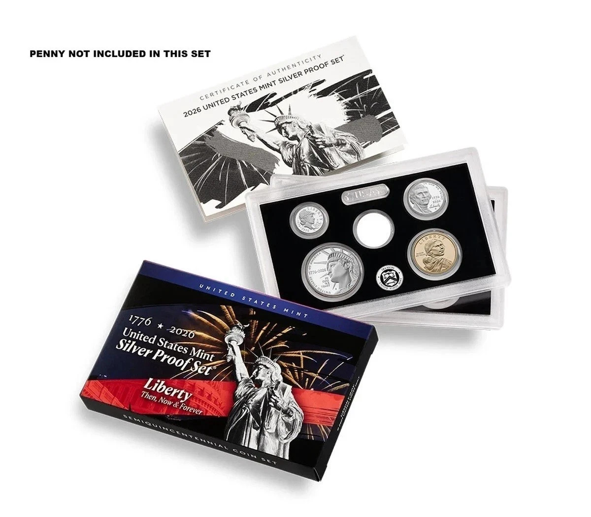 2026 S United States Silver Proof Set with Box and COA - NO PENNY AG2 2026 S United States Silver Proof Set with Box and COA - NO PENNY AG2