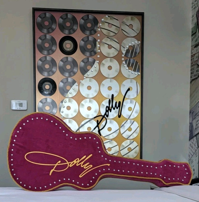 Dolly Parton SongTeller Hotel Exclusive Guitar Pillow Plush Velvet Rhinestones
