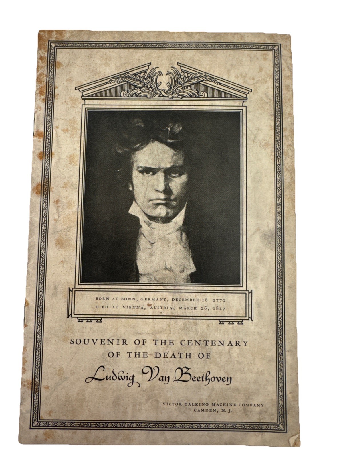 1927 Souvenir Of The Death Of Beethoven By Victor Talking Machine Company 1927 Souvenir Of The Death Of Beethoven By Victor Talking Machine Company