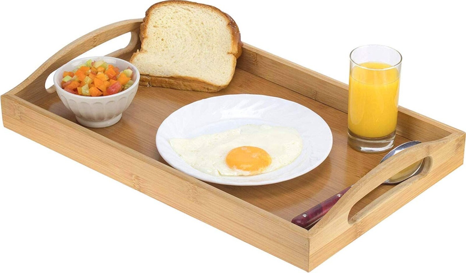 Serving Tray Bamboo - Wooden Tray with Handles Great for Dinner Trays, Tea Tray Serving Tray Bamboo - Wooden Tray with Handles Great for Dinner Trays, Tea Tray