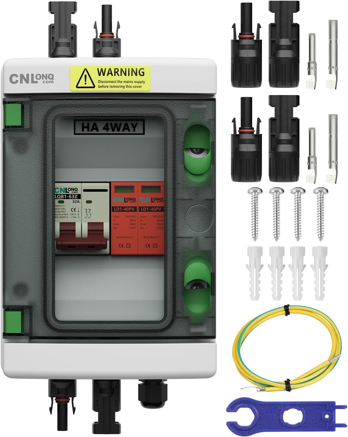 Solar Disconnect Switch 32 Amp DC 500V Circuit Breaker with Lightning Surge Prot