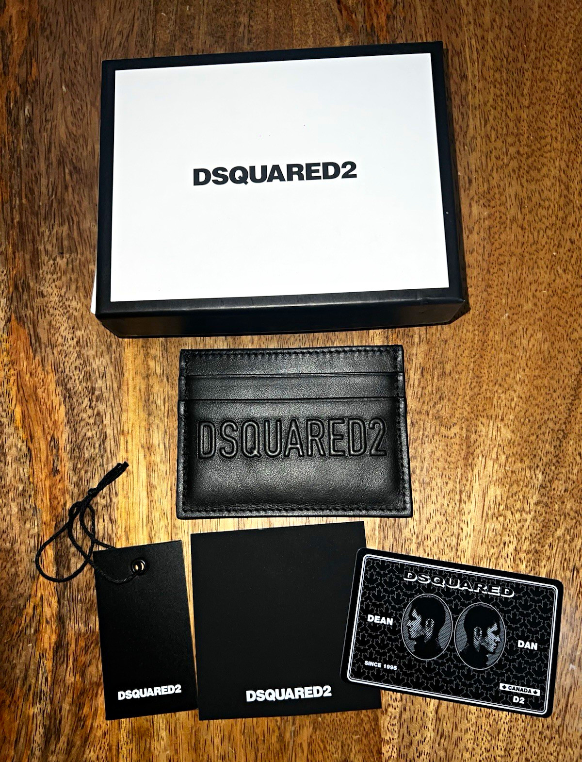 DSQUARED2 Bob Leather Card Holder Black Made in Italy New with Box