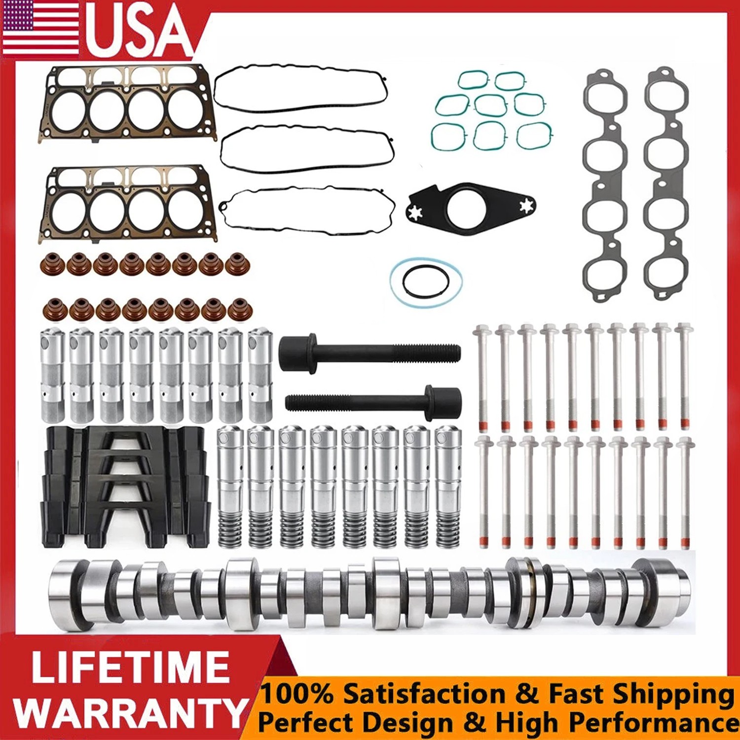 Camshaft Lifters,Cylinder Head Gasket Set For Chevy Gen5 L83 5.3L. GMC 2014-2019