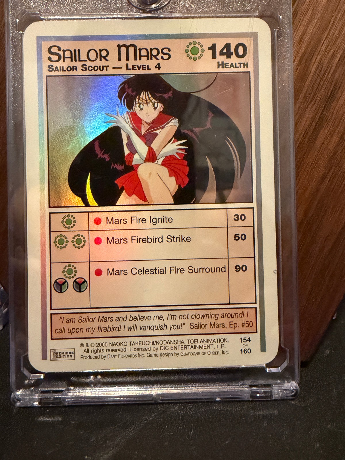 Sailor Moon CCG Premiere Edition Mars Holo MINT CONDITION, NEVER USED, in Hardca Sailor Moon CCG Premiere Edition Mars Holo MINT CONDITION, NEVER USED, in Hardca