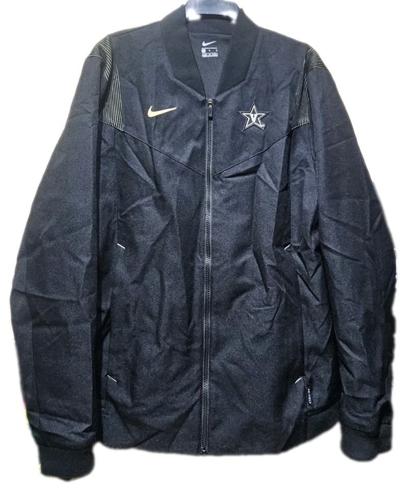 New NIKE Vanderbilt Commodores Bomber Jacket Mens L Black  DC6320-010 On-Field