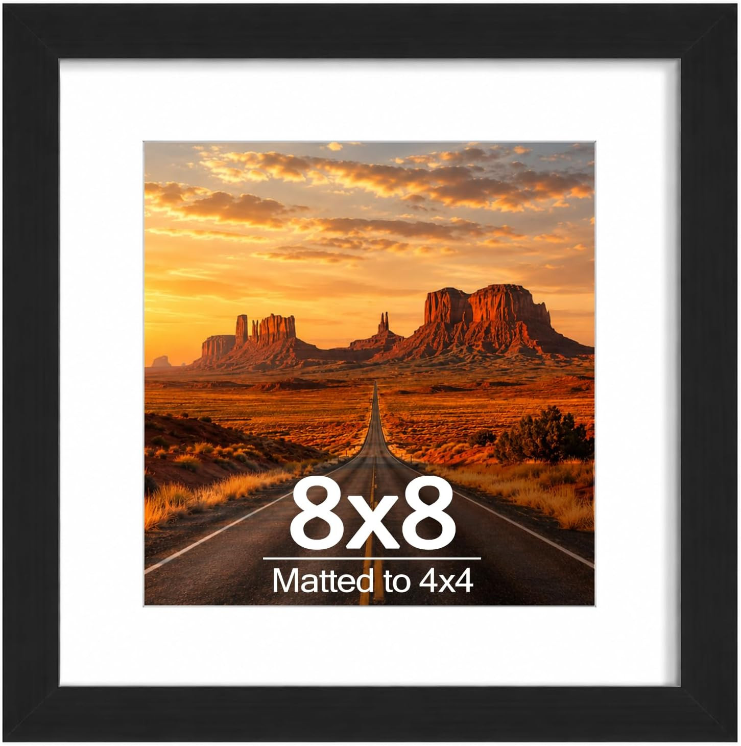 8X8 Picture Frame with 4X4 Mat, Tabletop/Wall, Black, 1 Pack 8X8 Picture Frame with 4X4 Mat, Tabletop/Wall, Black, 1 Pack
