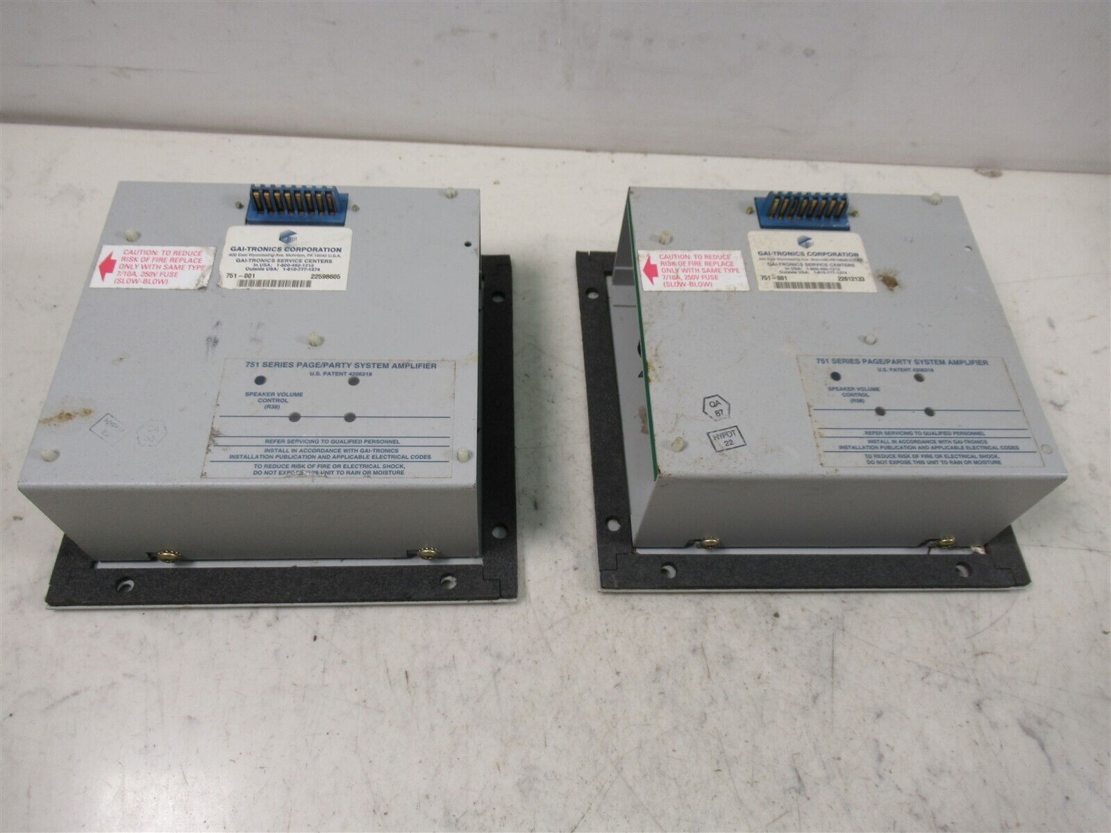 Lot of 2 Gai-Tronics 751-001 Page Party System Speaker Amplifier Units