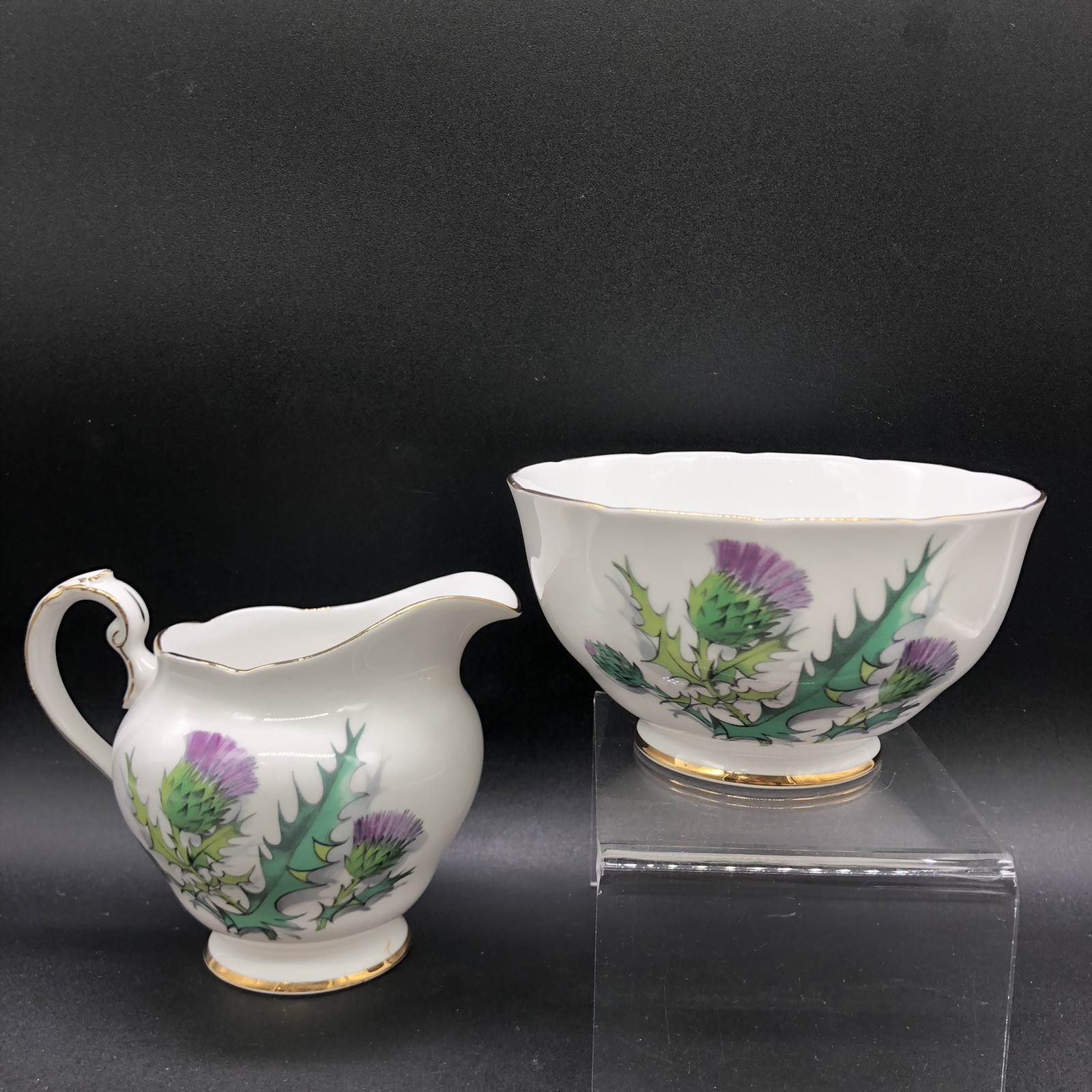 Vtg ROSLYN China QUEEN O\'Th\' HIGHLANDS Creamer & Open Sugar Bowl England Older Vtg ROSLYN China QUEEN O\'Th\' HIGHLANDS Creamer & Open Sugar Bowl England Older